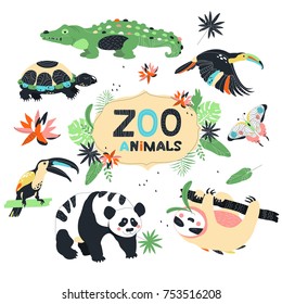 Exotic zoo animals . Vector illustraton