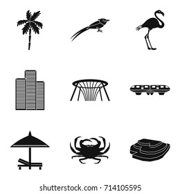 Exotica icons set. Simple set of 9 exotica vector icons for web isolated on white background