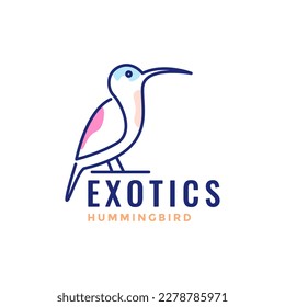 exotische Vogel Hummingbird Long Beak Line Kunst moderne minimale Logo-Design Vektorgrafik