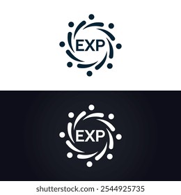 EXP logo. E X P design. White EXP letter. EXP, E X P letter logo design.