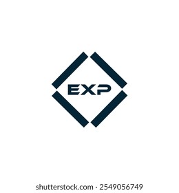 EXP logo. E X P design. White EXP letter. EXP, E X P letter logo design. 