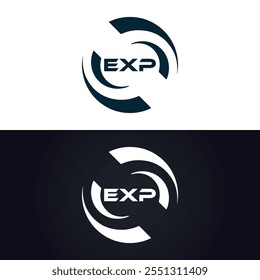 EXP logo. E X P design. White EXP letter. EXP, E X P letter logo design. 