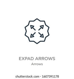 Expad arrows icon. Thin linear expad arrows outline icon isolated on white background from arrows collection. Line vector sign, symbol for web and mobile