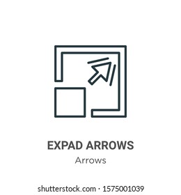 Expad arrows outline vector icon. Thin line black expad arrows icon, flat vector simple element illustration from editable arrows concept isolated on white background