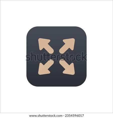 Expand 4 way icon. Extension enlarge increase resize extand spread vector icon. Stock vector illustration isolated on white background.
