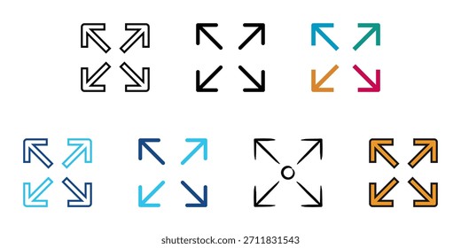 Erweitern Sie das Pfeilsymbol, um eine Vektorsammlung mit mehreren Stilen festzulegen. Bearbeitbarer Strich 
