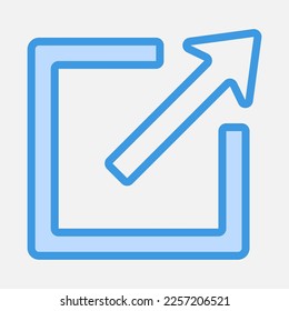 Expandir ilustración vectorial de icono de flecha en estilo azul, usar para presentación de aplicación móvil del sitio web