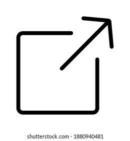 Erweitern Sie Pfeilsymbole, Vollbildsymbole. Skalierungssymbol. Piktogramm-Symbol auf weißem Hintergrund. mobile Anwendung. Einfaches, flaches U-Bahn-Design. Flaches Design. Vektorgrafik