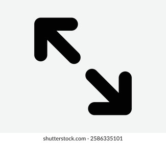 Expand Arrow Point Pointer Zoom In Out Scale Scaling Gesture Top Corner Right Bottom Left Side Icon Black White Symbol Sign Graphic Illustration Vector