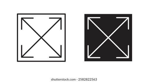 Expand arrows filled and outlined icons vectors on white background