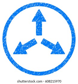 Expand Arrows grainy textured icon inside circle for overlay watermark stamps. Flat symbol with dirty texture.