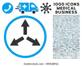 Expand Arrows icon with 1000 medical commerce gray and blue vector pictograms. Collection style is flat bicolor symbols, white background.