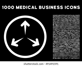 Expand Arrows icon with 1000 medical commercial white vector pictograms. Set style is flat symbols, black background.