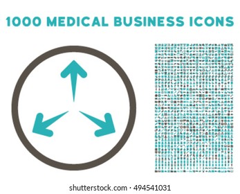 Expand Arrows icon with 1000 medical commerce grey and cyan vector pictographs. Clipart style is flat bicolor symbols, white background.