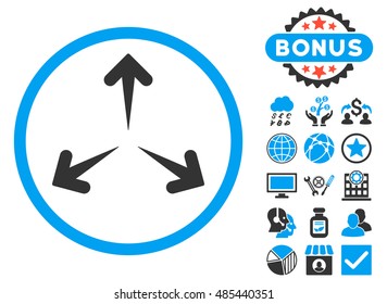 Expand Arrows icon with bonus elements. Vector illustration style is flat iconic bicolor symbols, blue and gray colors, white background.