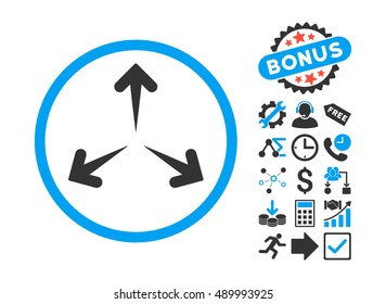 Expand Arrows icon with bonus elements. Vector illustration style is flat iconic bicolor symbols, blue and gray colors, white background.