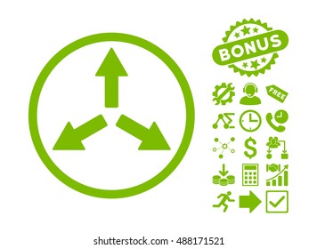 Expand Arrows icon with bonus images. Vector illustration style is flat iconic symbols, eco green color, white background.