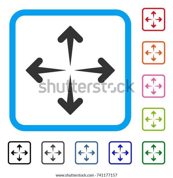 Expand Arrows icon. Flat gray\
pictogram symbol in a light blue rounded rectangle. Black, gray,\
green, blue, red, orange color variants of Expand Arrows\
vector.