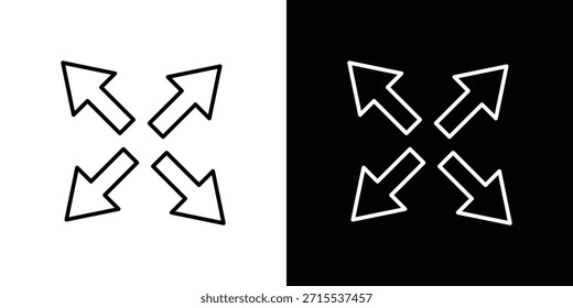 Expand arrows icon in line design. Editable stroke icons.