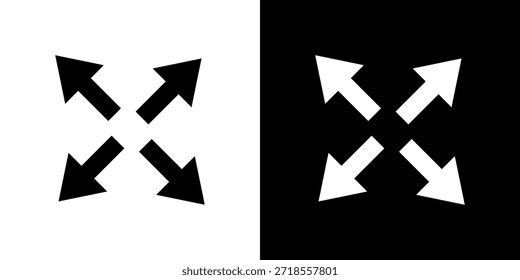Ilustración vectorial de iconos de flechas de Expandir - iconos vectoriales de estilo negro de alta calidad