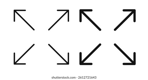 Expand arrows icons in black fill and line style