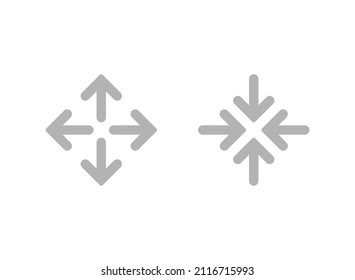 Expand Arrows icons set. Outward Directions icon. Vector illustration. Isolated on white. Merge, cross arrows icon. 