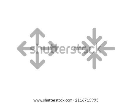 Expand Arrows icons set. Outward Directions icon. Vector illustration. Isolated on white. Merge, cross arrows icon. 