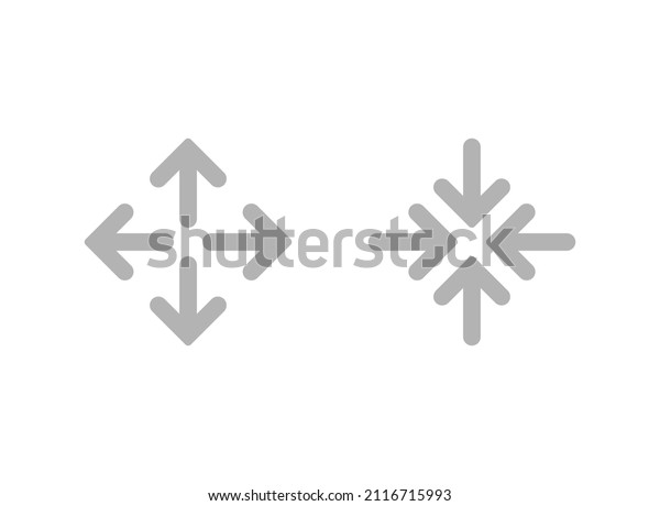 Expand\
Arrows icons set. Outward Directions icon. Vector illustration.\
Isolated on white. Merge, cross arrows icon.\
