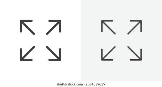 Expand arrows icons vectors illustrations in black fill and liner versions