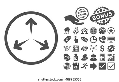 Expand Arrows pictograph with bonus clip art. Vector illustration style is flat iconic symbols, gray color, white background.