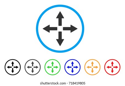 Expand Arrows rounded icon. Style is a flat expand arrows gray symbol inside light blue circle with black, gray, green, blue, red, orange variants. Vector designed for web and software interfaces.
