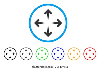 Expand Arrows rounded icon. Style is a flat expand arrows grey symbol inside light blue circle with black, gray, green, blue, red, orange variants. Vector designed for web and software interfaces.