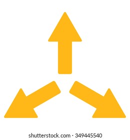 Expand Arrows vector icon. Style is flat symbol, yellow color, rounded angles, white background.