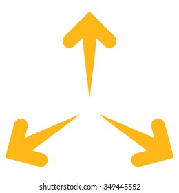 Expand Arrows vector icon. Style is flat symbol, yellow color, rounded angles, white background.