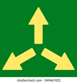 Expand Arrows vector icon. Style is flat symbol, yellow color, rounded angles, green background.