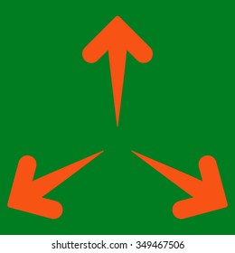 Expand Arrows vector icon. Style is flat symbol, orange color, rounded angles, green background.