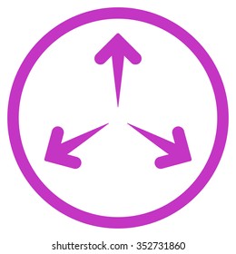 Expand Arrows vector icon. Style is flat circled symbol, violet color, rounded angles, white background.