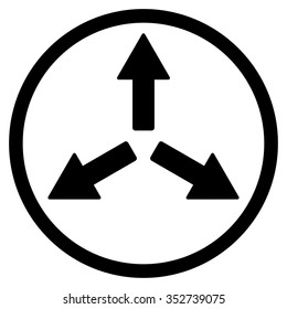 Expand Arrows vector icon. Style is flat circled symbol, black color, rounded angles, white background.