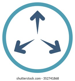 Expand Arrows vector icon. Style is bicolor flat circled symbol, cyan and blue colors, rounded angles, white background.