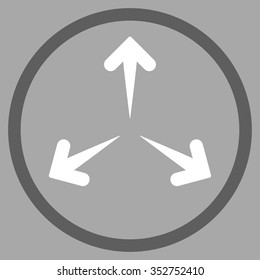 Expand Arrows vector icon. Style is bicolor flat circled symbol, dark gray and white colors, rounded angles, silver background.