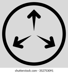 Expand Arrows vector icon. Style is flat circled symbol, black color, rounded angles, light gray background.
