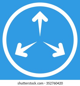 Expand Arrows vector icon. Style is flat circled symbol, white color, rounded angles, blue background.