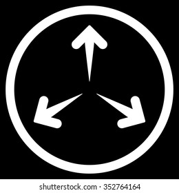 Expand Arrows vector icon. Style is flat circled symbol, white color, rounded angles, black background.