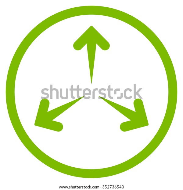 Expand Arrows vector\
icon. Style is flat circled symbol, eco green color, rounded\
angles, white\
background.
