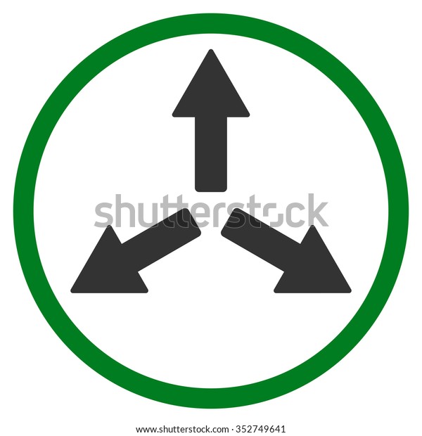 Expand\
Arrows vector icon. Style is bicolor flat circled symbol, green and\
gray colors, rounded angles, white\
background.