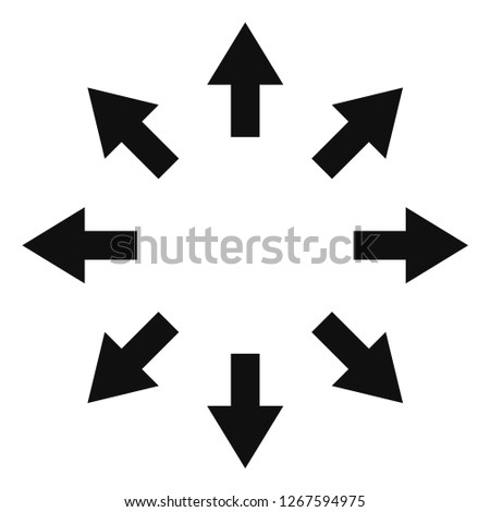 Expand arrows vector illustration on a white background. An isolated flat icon illustration of expand arrows with nobody.