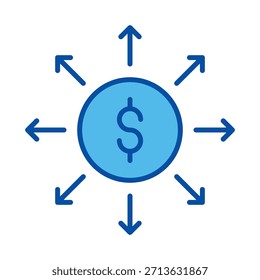 Expandir En Estilo Azul, Ilustración vectorial