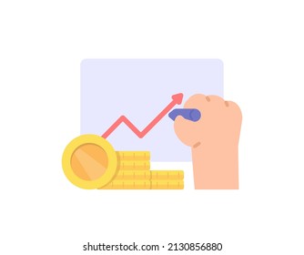 expand business, increase sales or investment profits, growth and increase company profits, increase salaries and income. raise financial data. data analysis. flat cartoon illustration. concept design