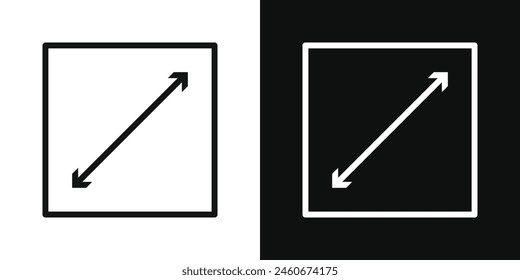 Expand Button Icon Set. Fullscreen Maximization Vector Symbol. Window Extension Sign.