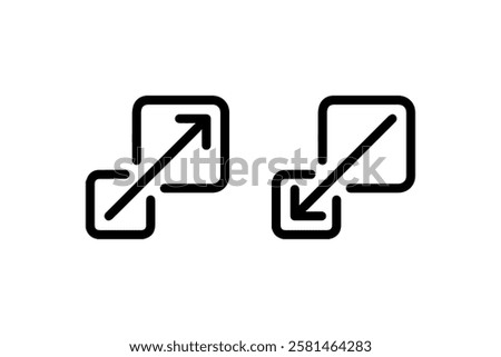 Expand and Contract Icons in Outline Style Vector